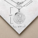 .925 Sterling Silver Religious Our Lady of Guadalupe Medallion Pendant Necklace with Measurement