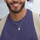 .925 Sterling Silver Religious Our Lady of Guadalupe Medallion Pendant Necklace on a male model