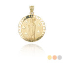 Yellow Gold Religious Saint Patrick Patron Saint of Ireland Coin Pendant Necklace