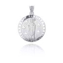 White Gold Religious Saint Patrick Patron Saint of Ireland Coin Pendant