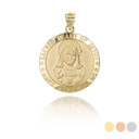 Yellow Gold Religious Jesus Christ Our Lord and Savior Sacred Heart Coin Pendant