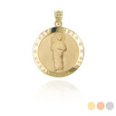 Yellow Gold Divine Saint Jude Guardian Coin Pendant Necklace