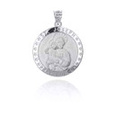 White Gold Divine Saint Joseph Guardian Coin Pendant