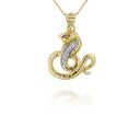 Yellow Gold Chinese Lunar New Year of the Snake with Diamonds Pendant Necklace