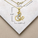 Yellow Gold Chinese Lunar New Year of the Snake with Diamonds Pendant Necklace with Measurement