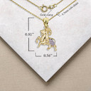 Yellow Gold Chinese Lunar New Year of the Goat with Diamonds Pendant Necklace with Measurement