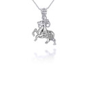 White Gold Chinese Lunar New Year of the Goat with Diamonds Pendant Necklace