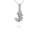 White Gold Chinese Lunar New Year of the Monkey with Diamonds Pendant Necklace