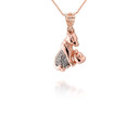 Two Tone Rose Gold Chinese Lunar New Year of the Dog with Diamonds Pendant Necklace