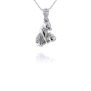 White Gold Chinese Lunar New Year of the Dog with Diamonds Pendant Necklace