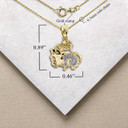Two Tone Gold Chinese Lunar New Year of the Rat with Diamonds Pendant Necklace with Measurement