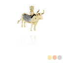 Two Tone Gold Chinese Lunar New Year of the Ox with Diamonds Pendant