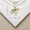 Two Tone Gold Chinese Lunar New Year of the Ox with Diamonds Pendant Necklace with Measurement