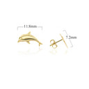 Yellow Gold Dolphin Stud Earrings with Measurement