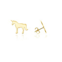 Yellow Gold Unicorn Silhouette Stud Earrings