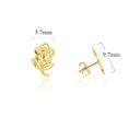 Yellow Gold Blooming Flower Stud Earrings with Measurement