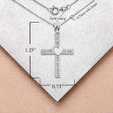 White Gold Cross Heart Diamond Pendant Necklace with Measurement