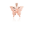 Rose Gold Diamond Cut Butterfly Pendant