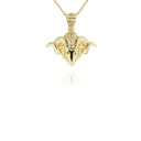 Yellow Gold Ram Head Bighorn Mountain Sheep Pendant Necklace