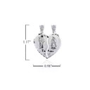 Silver Saint Jude and Our Lady of Guadalupe Te Amo Breakable Heart Pendant with Measurement