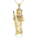 Yellow Gold Saint Jude Patron Saint of Hope (2.5") Pendant Necklace 