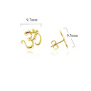 Yellow Gold Ohm Stud Earrings with Measurement