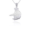 White Gold Monkey Animal Pendant Necklace