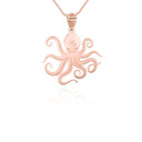 Rose Gold Octopus Symbol of Creativity Pendant Necklace