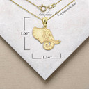 Yellow Gold Elephant Symbol of Prosperity Pendant Necklace with Measurement