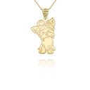 Yellow Gold Yorkshire Terrier Yorkie Dog Symbol of Loyalty Pendant Necklace