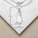 Silver Cat Symbol of Independence Pendant Necklace with Measurement