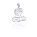 White Gold Snake Symbol of Healing Pendant