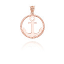 Rose Gold Roped Circle Anchor Pendant