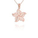 Rose Gold Beaded Filigree Star Fish Pendant Necklace