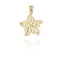 Gold Beaded Filigree Star Fish Pendant Necklace (Available in Yellow/Rose/White Gold)