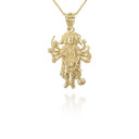 Yellow Gold Durga Hindu Goddess of Motherhood Pendant Necklace