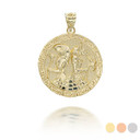 Gold Egyptian Anubis and Horus Medallion Pendant