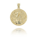 Yellow Gold Egyptian Anubis and Horus Medallion Pendant