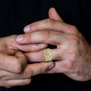 Yellow Gold Classic Nugget Ring on a Model