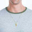 Yellow Gold 3D Baseball Bat and Gloves Sports Pendant Necklace on a Model