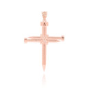 Rose Gold Knotted Nail Cross Small Pendant