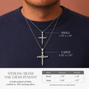 .925 Sterling Silver Knot Nail Cross Crucifix Pendant Necklace