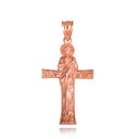 Rose Gold Saint Jude Patron Saint of Hope Cross Pendant