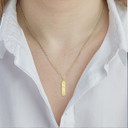 Solid Yellow Gold Egyptian Cartouche Necklace on model