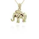 Yellow Gold Luck and Prosperity Elephant Charm Pendant Necklace