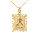 Filigree Square Aquarius Pendant Necklace