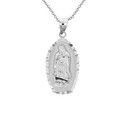 White Gold Saint Guadalupe Illuminated Pendant Necklace