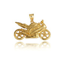 Gold Motorcycle Biker Freedom Ride Pendant Pendant Necklace (Available in Yellow/Rose/White Gold)