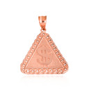 Rose Gold Dollar Sign Cuban Linked Hammered Triangle Pendant