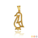 Gold Openwork Penguin Outline Pendant